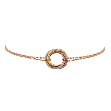 Cartier Trinity Chain Bracelet 18K Tricolor Gold and Pink Sapphires