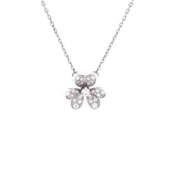 Van Cleef & Arpels Frivole Pendant Necklace 18K White Gold with Pave Diamonds Mini