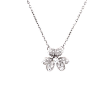 Van Cleef & Arpels Frivole Pendant Necklace 18K White Gold with Pave Diamonds Mini
