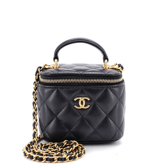 Chanel Classic Top Handle Vanity Case with Chain Quilted Lambskin Mini