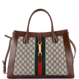 Gucci Jackie 1961 Web Tote GG Canvas and Leather Large