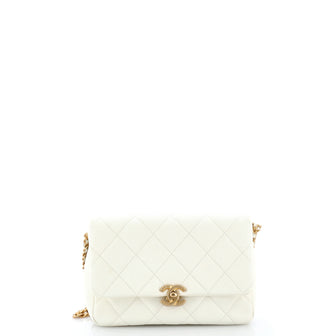 Chanel Chain Melody Flap Bag Quilted Caviar Small