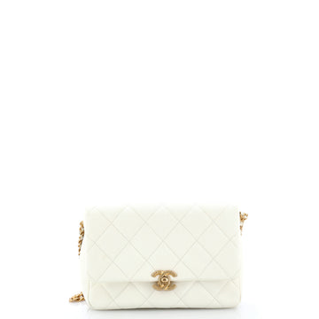Chanel Chain Melody Flap Bag Quilted Caviar Small
