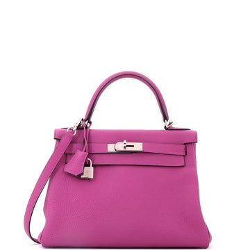 Hermes Kelly Handbag Pink Togo with Palladium Hardware 28