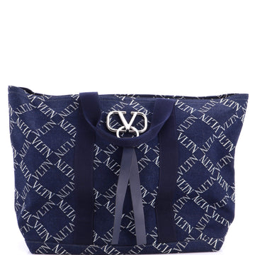 Valentino Garavani VRing Tote Printed Denim Large