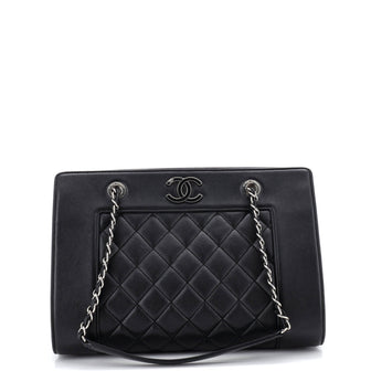 Chanel Mademoiselle Vintage Shopping Tote Quilted Sheepskin Medium