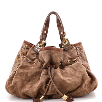 Louis Vuitton Irene Handbag Monogram Embossed Suede and Patent