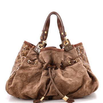 Louis Vuitton Irene Handbag Monogram Embossed Suede and Patent