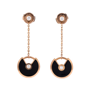 Cartier Amulette de Cartier Drop Dangle Earrings 18K Rose Gold with Diamond and Onyx XS