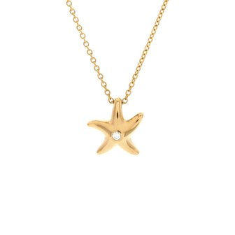 Tiffany & Co. Vintage Starfish Pendant Necklace 18K Yellow Gold with Diamond