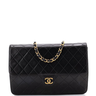 Chanel Vintage Clutch with Chain Quilted Leather Medium