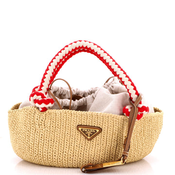 Prada Basket Tote Crochet Raffia Small