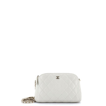 Chanel CC Dome Zip Clutch with Chain Quilted Caviar Small
