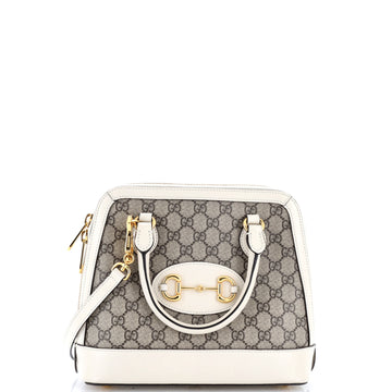 Gucci Horsebit 1955 Top Handle Bag GG Coated Canvas with Leather Small
