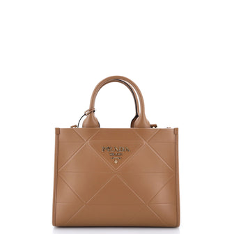 Prada Symbole Shopper Tote Embossed Leather Small