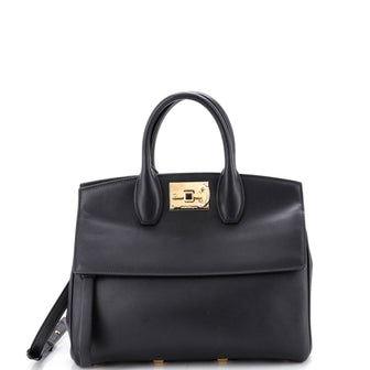 Salvatore Ferragamo Studio Top Handle Box Bag Leather Small
