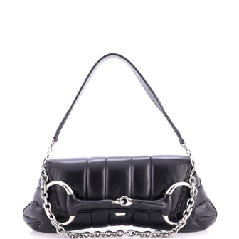 Gucci Horsebit Chain Shoulder Bag Vertical Quilted Leather Large