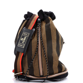 Fendi Mon Tresor Holdall Bucket Bag Pequin Canvas Large
