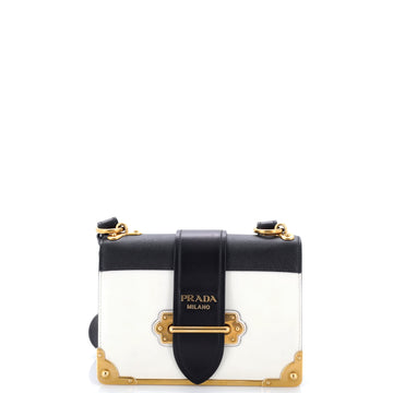 Prada Cahier Crossbody Bag Leather and Saffiano Leather Small