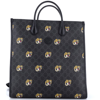 Gucci Interlocking G Patch Web Strap Convertible Tote Printed GG Coated Canvas Tall