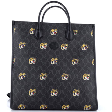Gucci Interlocking G Patch Web Strap Convertible Tote Printed GG Coated Canvas Tall