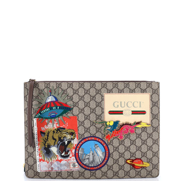 Gucci Courrier Messenger Bag GG Coated Canvas with Applique