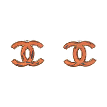 Chanel CC Stud Earrings Metal with Resin