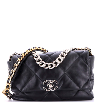 Chanel 19 Flap Bag Quilted Shiny Crumpled Calfskin Large
