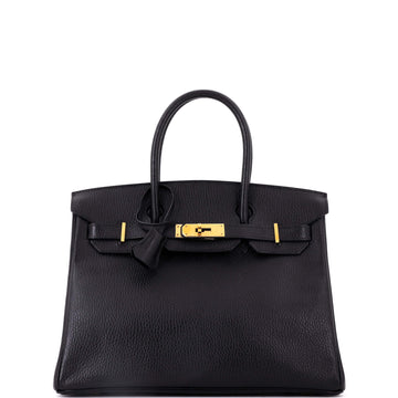 Hermes Birkin Handbag Black Ardennes with Gold Hardware 30