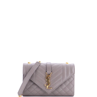 Saint Laurent Classic Monogram Envelope Satchel Mixed Matelasse Leather Small
