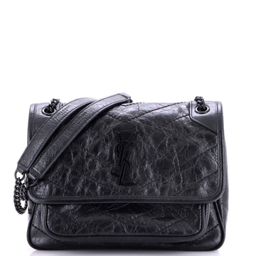 Saint Laurent Niki Chain Flap Bag Matelasse Chevron Leather Baby