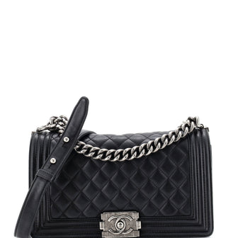 Chanel Boy Flap Bag Quilted Lambskin Old Medium