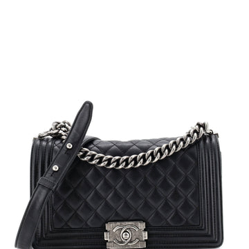Chanel Boy Flap Bag Quilted Lambskin Old Medium