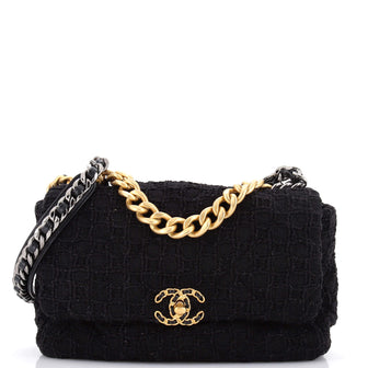 Chanel 19 Flap Bag Quilted Tweed Large