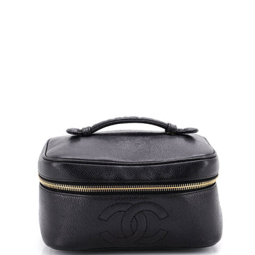 Chanel Vintage Timeless Cosmetic Case Caviar Small