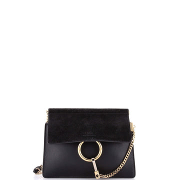 Chloe Faye Chain Shoulder Bag Leather and Suede Mini