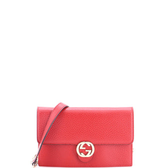Gucci Interlocking Wallet on Chain Leather