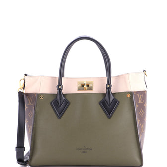 Louis Vuitton On My Side Tote Leather with Monogram Canvas MM