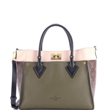Louis Vuitton On My Side Tote Leather with Monogram Canvas MM