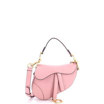 Christian Dior Saddle Handbag with Strap Leather Mini