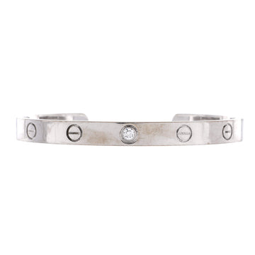 Cartier Love 1 Diamond Cuff Bracelet 18K White Gold with Diamond