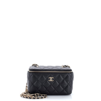 Chanel Tiny CC Link Vanity Case with Chain Quilted Caviar Small
