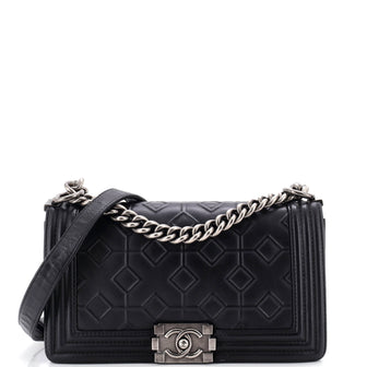 Chanel Arabesque Boy Flap Bag Embossed Calfskin Old Medium