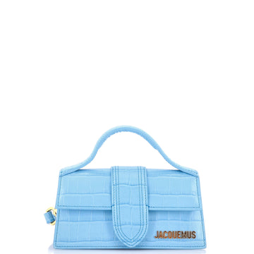 Jacquemus Le Bambino Top Handle Flap Bag Crocodile Embossed Leather Mini