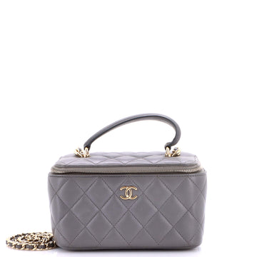 Chanel Classic Top Handle Vanity Case with Chain Quilted Lambskin Small