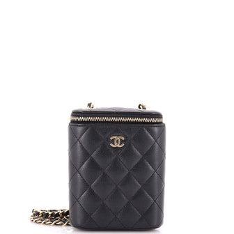 Chanel Vertical Classic Vanity Case with Chain Quilted Caviar Small