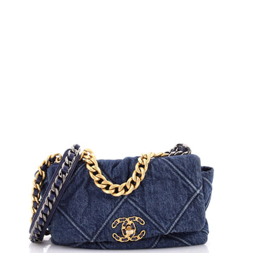 Chanel 19 Flap Bag Quilted Denim Medium