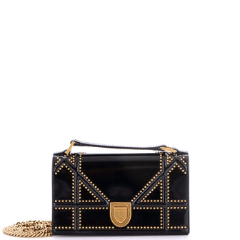 Christian Dior Diorama Chain Flap Clutch Studded Patent