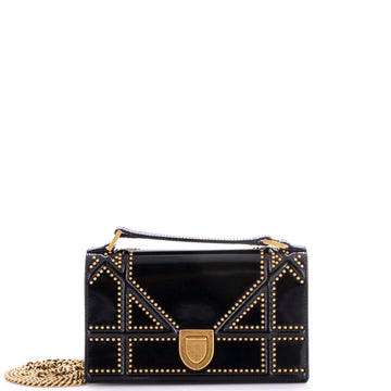Christian Dior Diorama Chain Flap Clutch Studded Patent