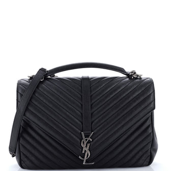Saint Laurent Classic Monogram College Bag Matelasse Chevron Leather Large
